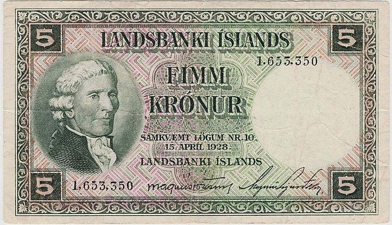 Island, 5 kr 1928, P32a, sign. 6