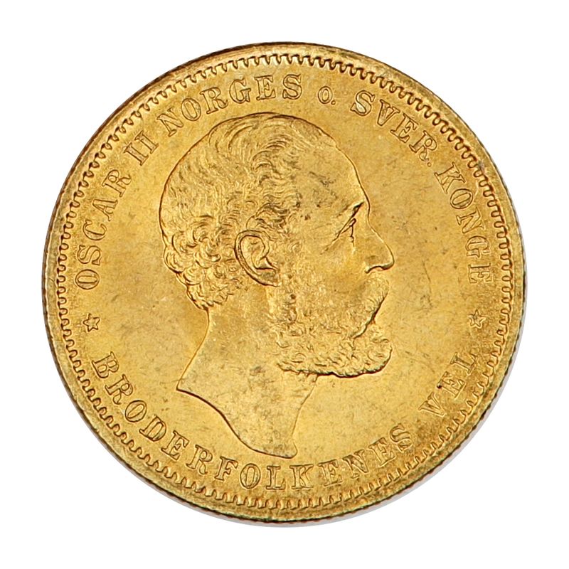 Norge, 20 kroner 1875, 8,06 g rent gull