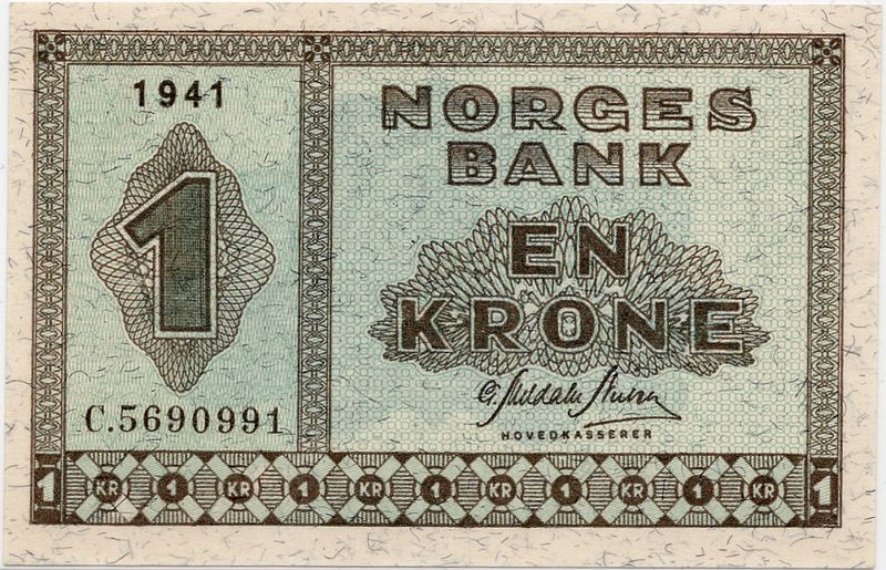 1 krone 1941 C, kv. 01+