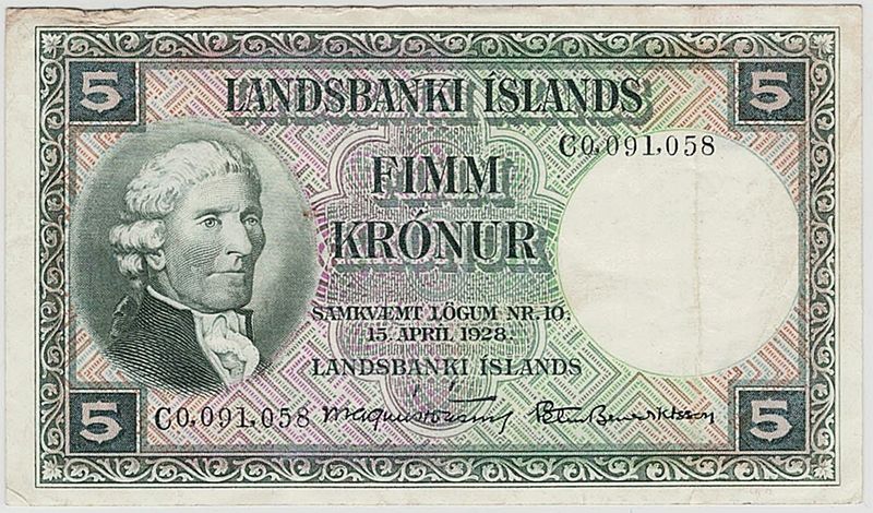 Island, 5 kr 1928, P32b, sign. 11