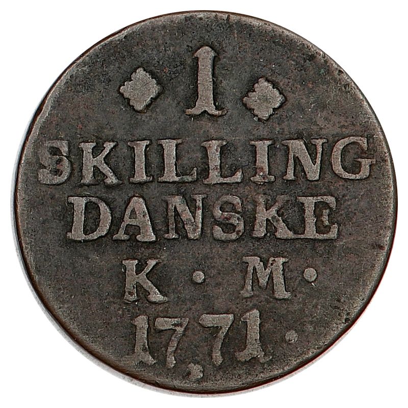 Brennevinskillingen, 1 skilling 1771