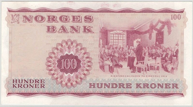 100 kroner 1972 X, 5 erstatningssedler i rekkefølge