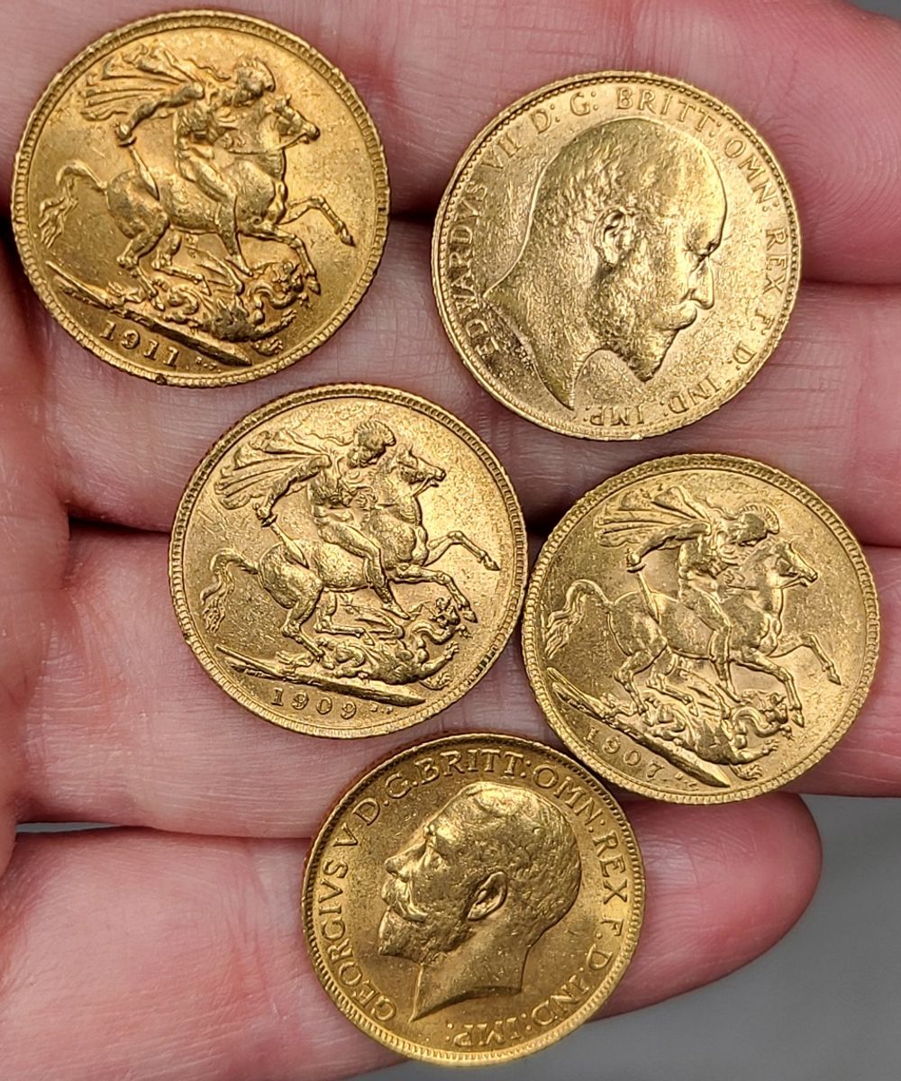 SPOT +5%, Storbritannia, 1 sovereign, 7,32 g gull