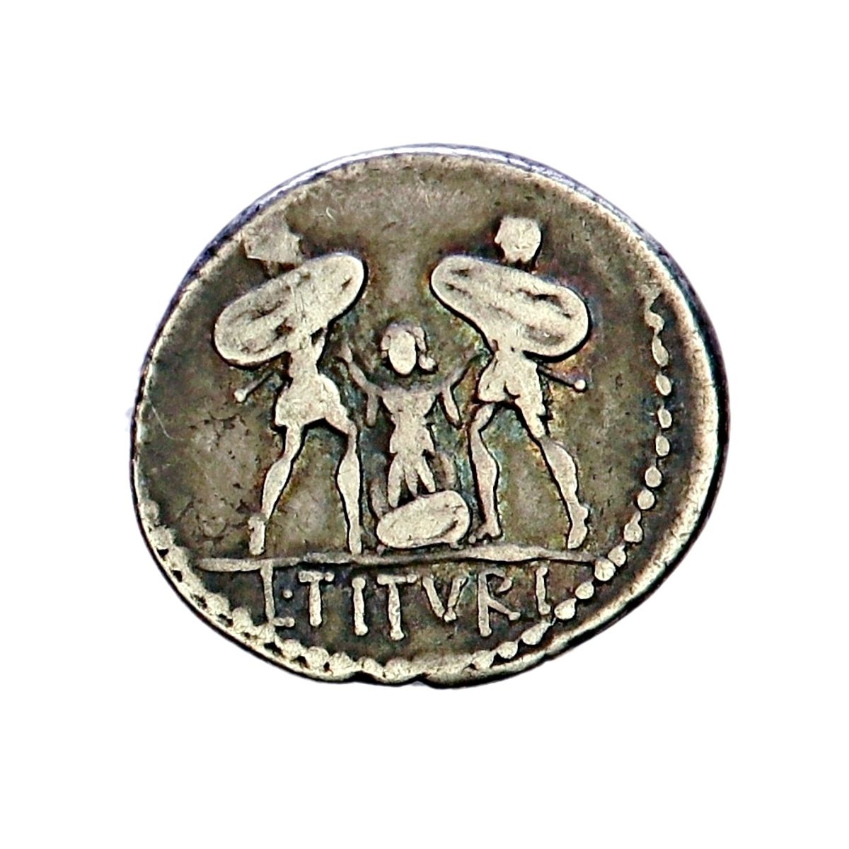 Roma, republikken, Tarpeias død, denar, år 89 f.Kr. 