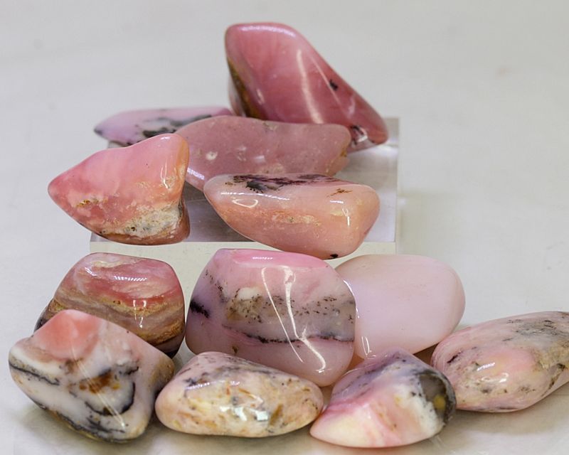 Opal, rosa, tromlet, 2,5-3 cm