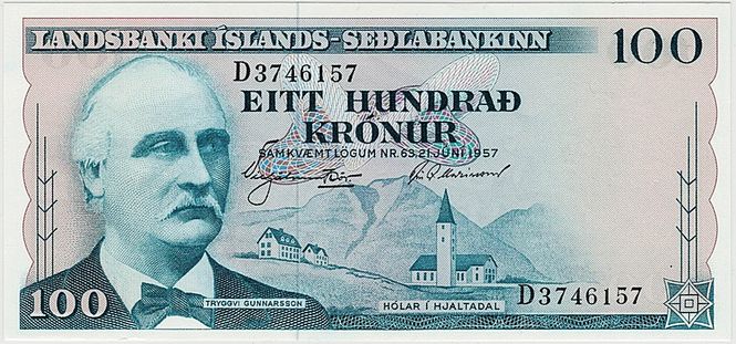 Hovedbilde Island, 100 kr 1957, P40a