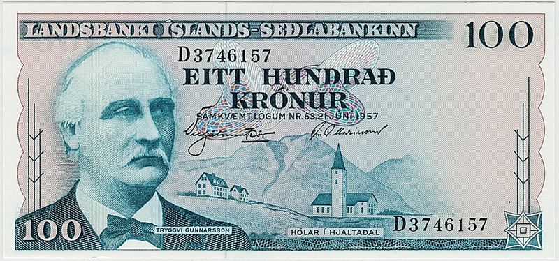 Island, 100 kr 1957, P40a