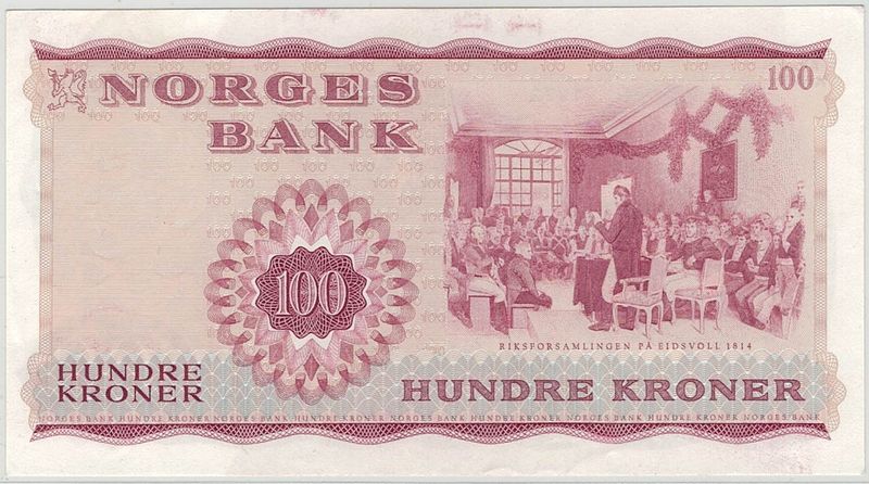 100 kroner 1972 X, 5 erstatningssedler i rekkefølge