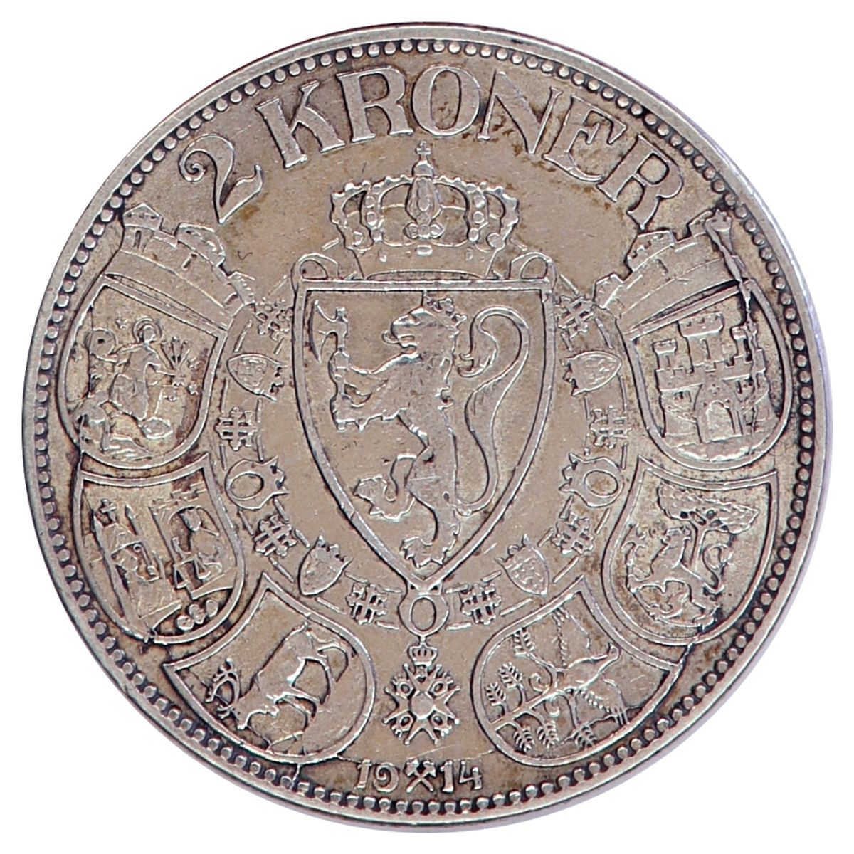 2 kroner 1914 Kv. 1+