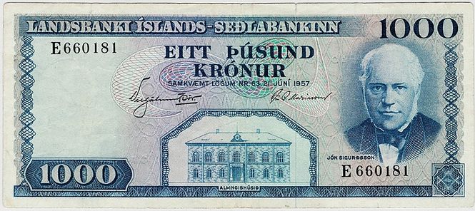 Hovedbilde Island, 1000 kr 1957, P41a