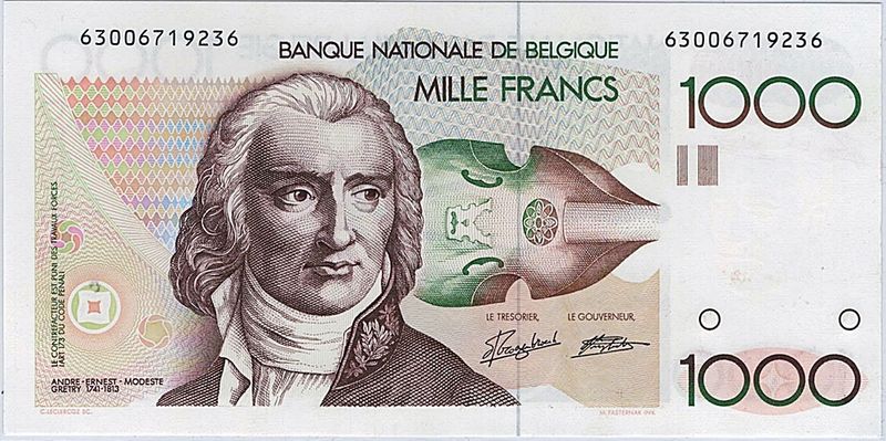 Belgia, 1000 francs, 1989-1992,  kv. 0