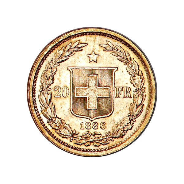 Hovedbilde SPOT +10, Sveits, 20 francs 1886