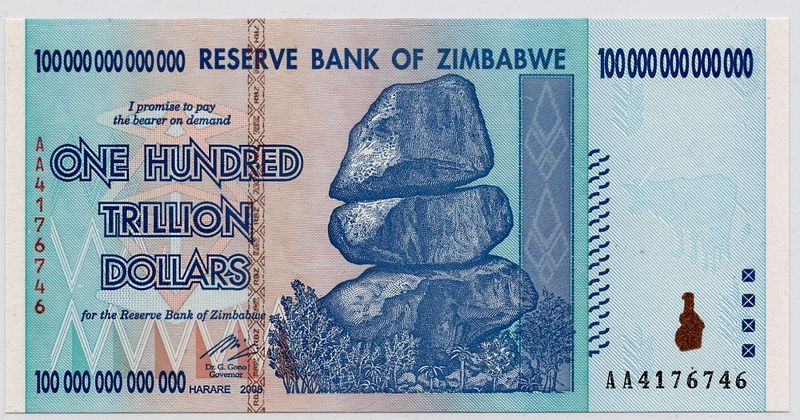 Zimbabwe, 100 000 000 000 000 dollars