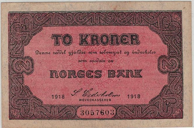 Hovedbilde 2 kroner 1918, rødegardist, kv. 1+