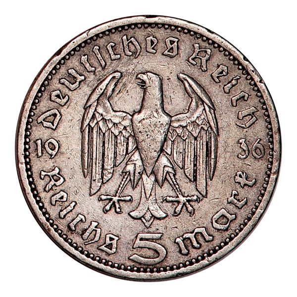 Hovedbilde Tyskland, 5 reichsmark 1934, Hindenburg