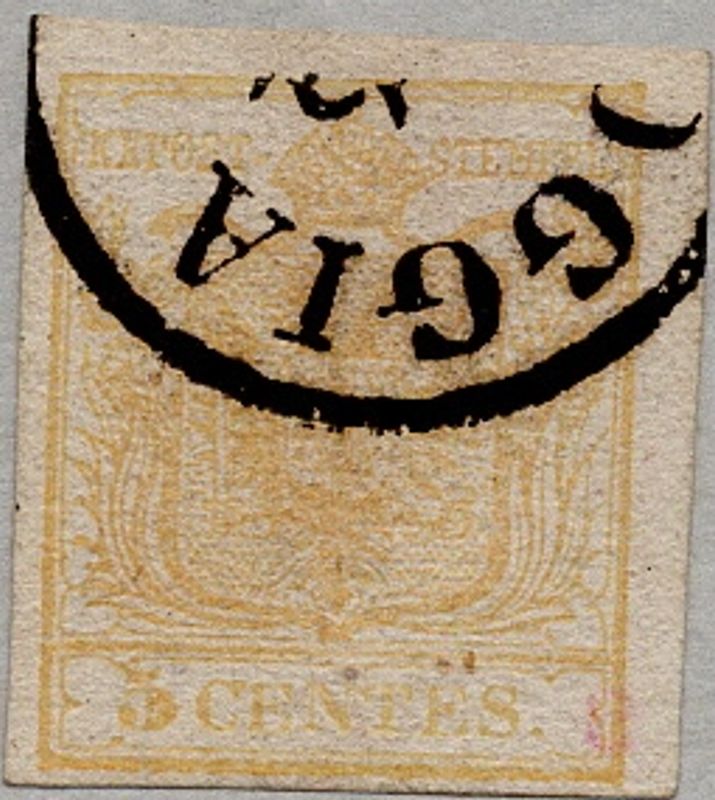 Lombardia-Venezia, 5 centisimi 1850, stemplet