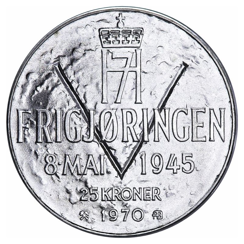 SPOT +2%, 20 x 25 kroner 1970 (507,4 g rent sølv)