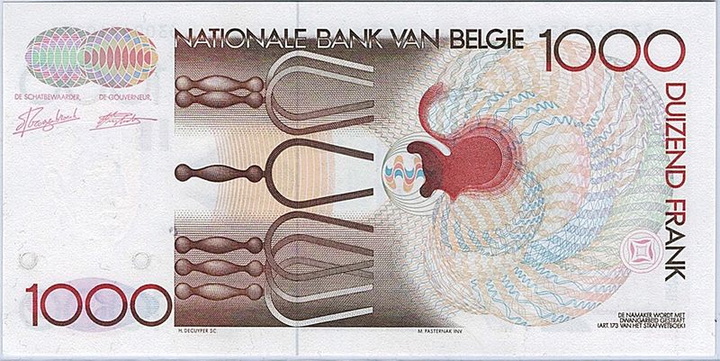 Belgia, 1000 francs, 1989-1992,  kv. 0