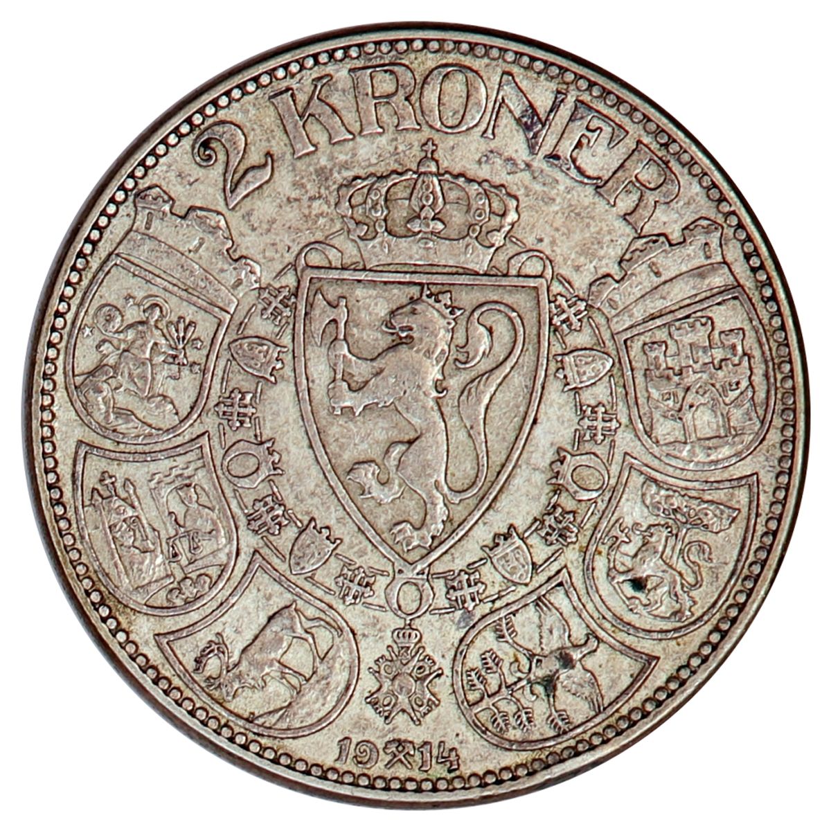 2 kroner 1914, kv. 1+