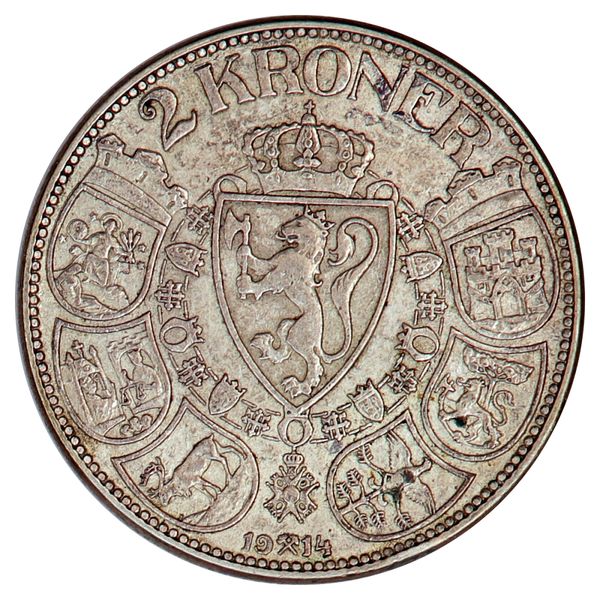 Hovedbilde 2 kroner 1914, kv. 1+