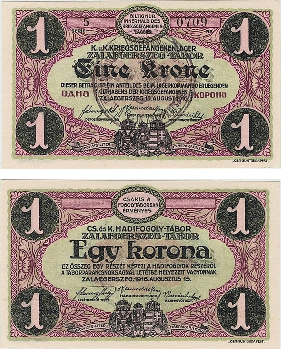 Krigsfangeleir, 10 heller-20 korona 1916, Zalaegerszeg-Tabor