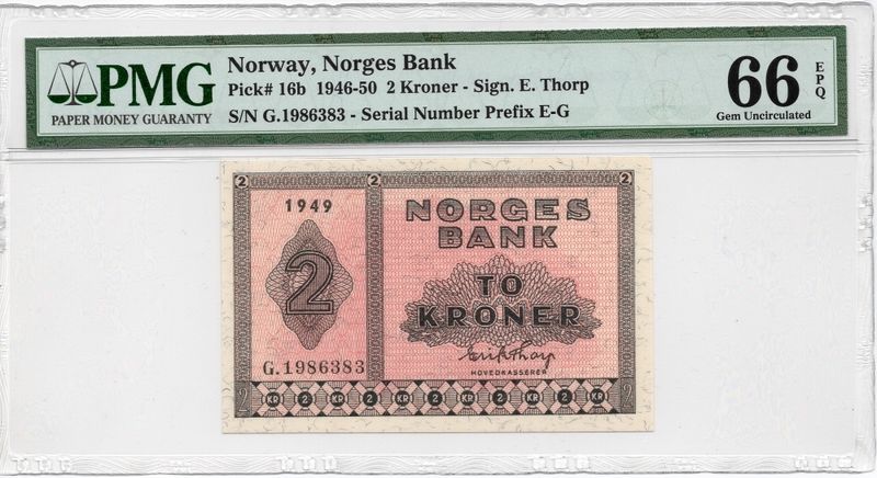 2 kroner 1949 PMG 66EPQ