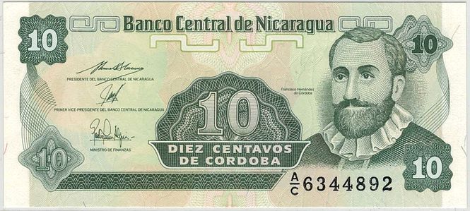 Hovedbilde Nicaragua, 10 centavos 1991, F. H. Córdoba