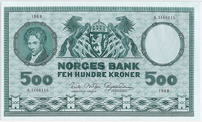 Hovedbilde 500 kroner 1968, usirkulert, PMG 64 EPQ