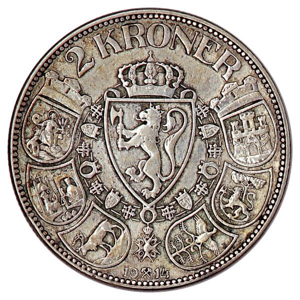 Hovedbilde 2 kroner 1914 Kv. 1+, pusset