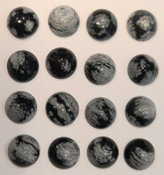 Hovedbilde Cabochon, snøfnuggobsidian, 8 mm
