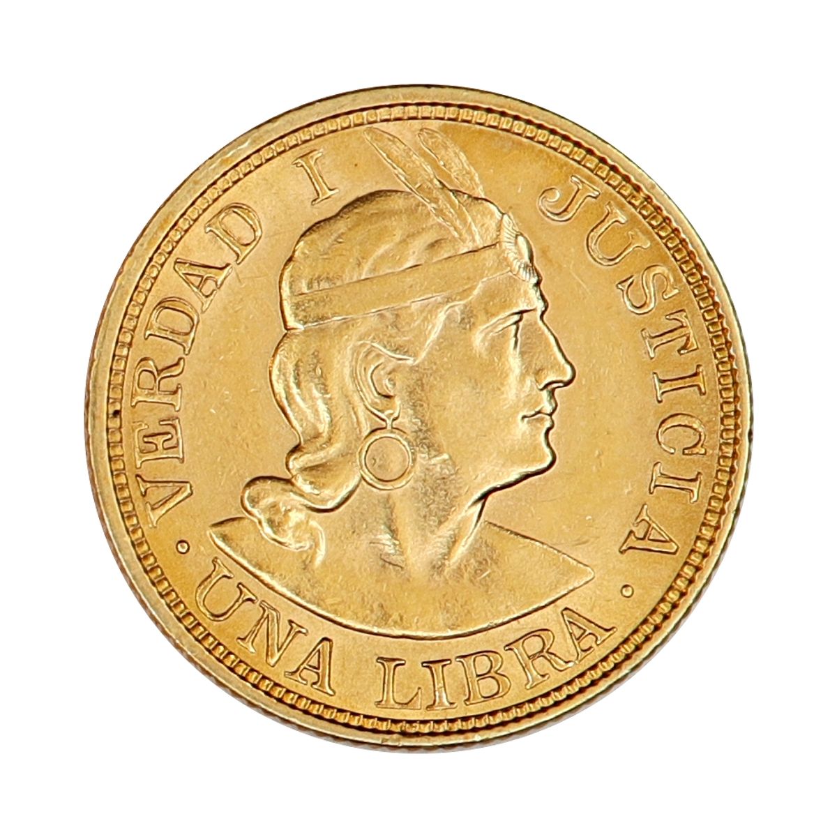 RESERVERT SPOT +5%, Peru, 1 libra 1917, 7,3 g rent gull
