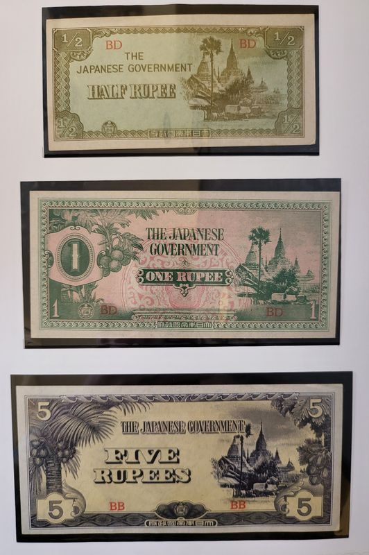 Burma, 1 cent-100 rupee, krigssedler