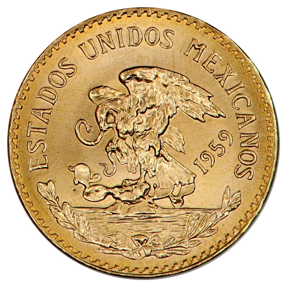 SPOT +5%, Mexico, 20 pesos 1959, 15 gram rent gull
