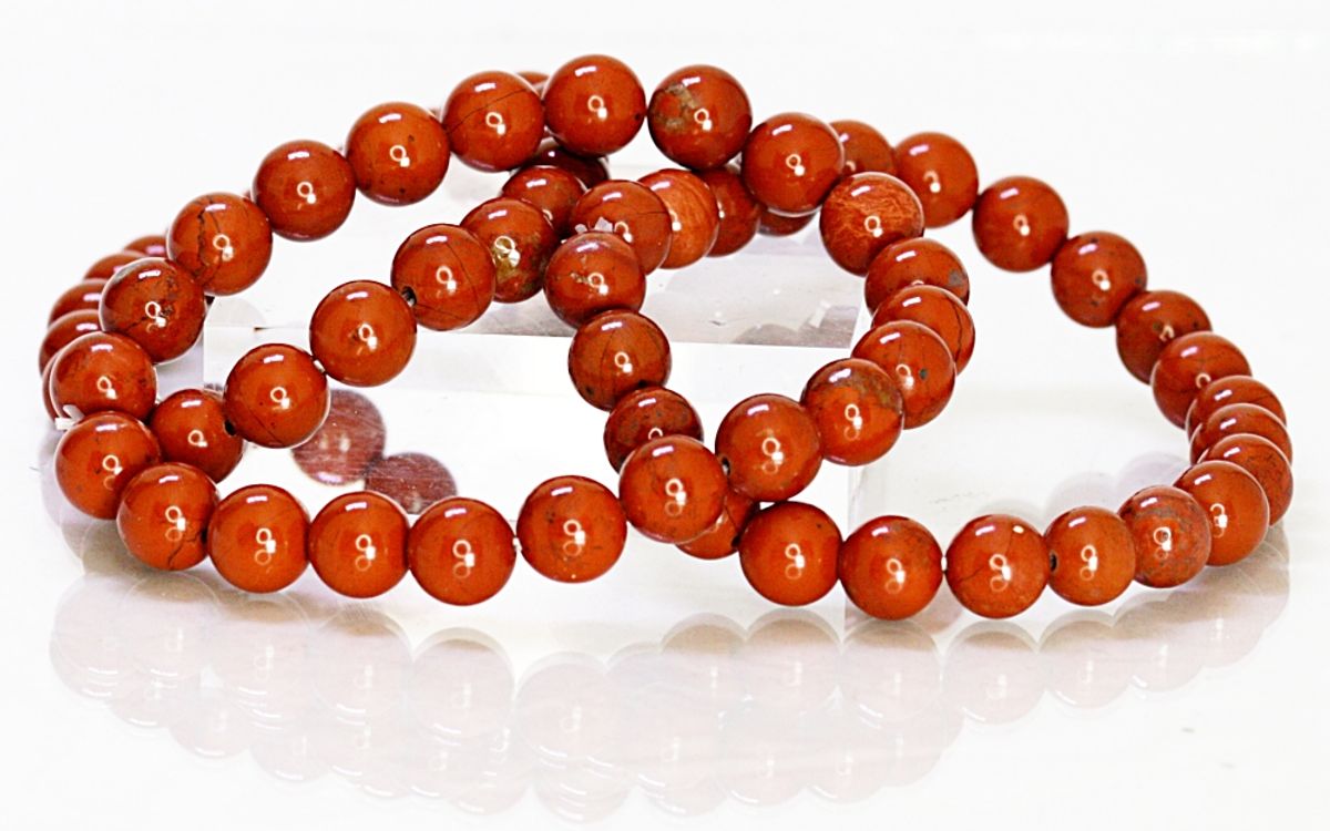 Rød jaspis, armbånd, 8 mm