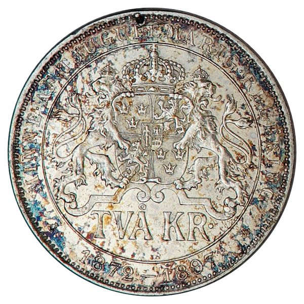 Hovedbilde Sverige, 2 kroner 1897, regjeringsjubileum