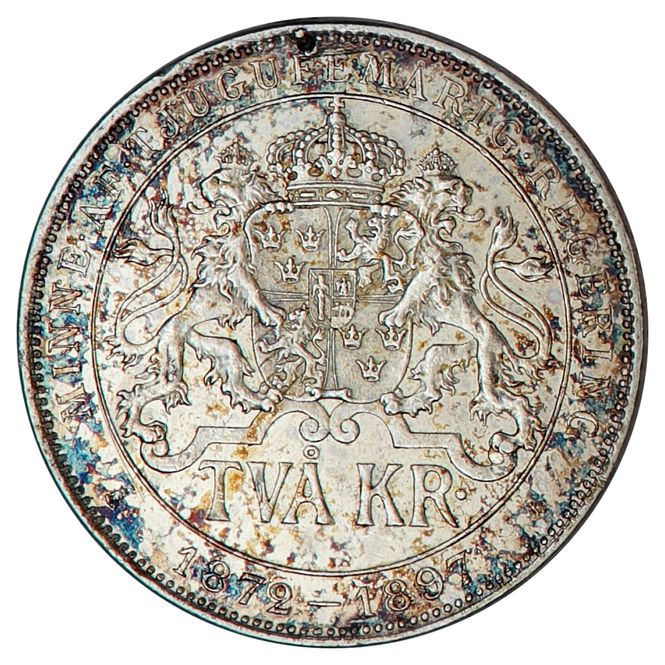 Hovedbilde Sverige, 2 kroner 1897, regjeringsjubileum