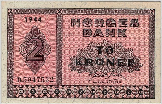 Hovedbilde 2 kroner 1944 D, kv. god 01